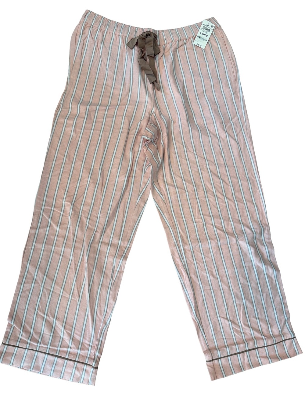 Macy's Pink and White Striped Women's Pajama Pants XXL